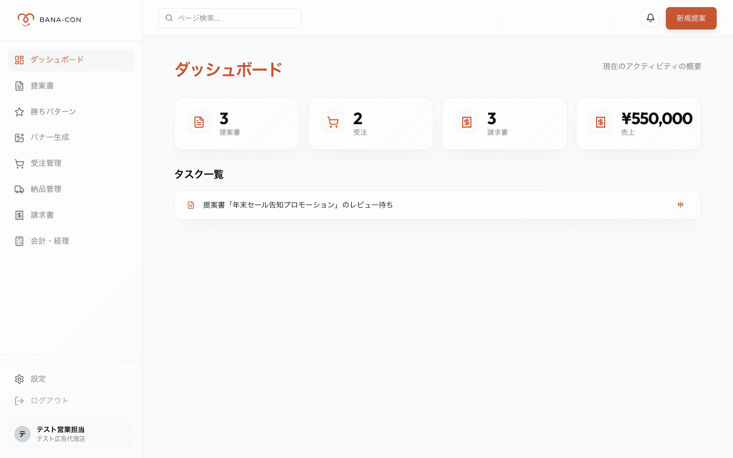 bana-con のダッシュボード